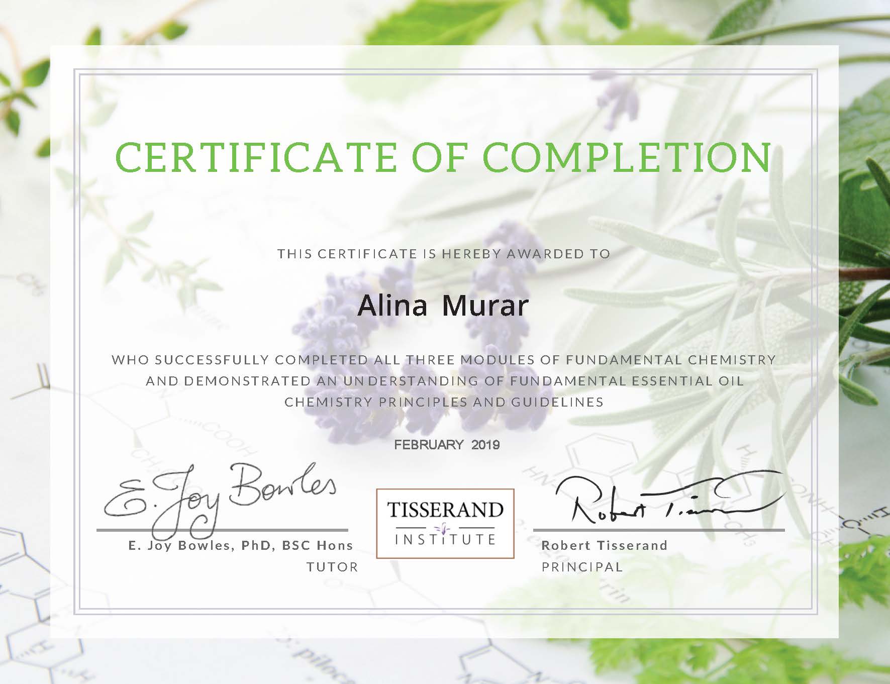 Fundamental Chemistry certificate