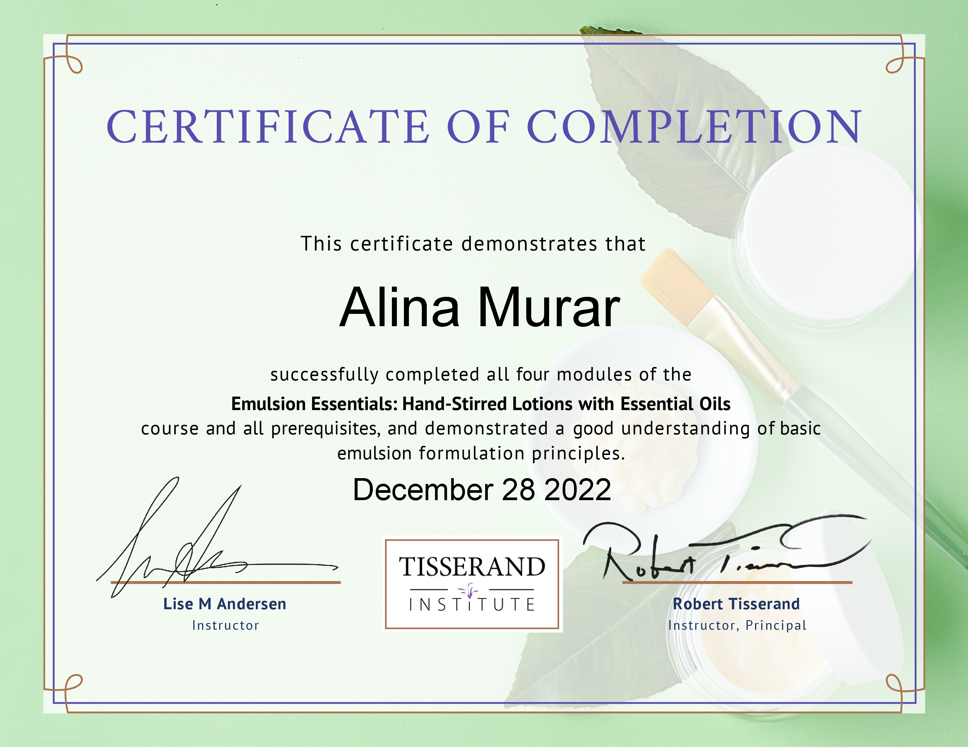 Emulsions Essentials certificate